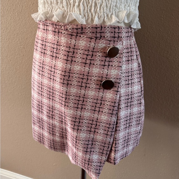 Pink plaid high waisted stylish skort - Picture 10 of 12
